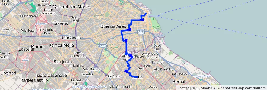 Mapa del recorrido Troncal x Colombres de la línea 75 en Argentina.