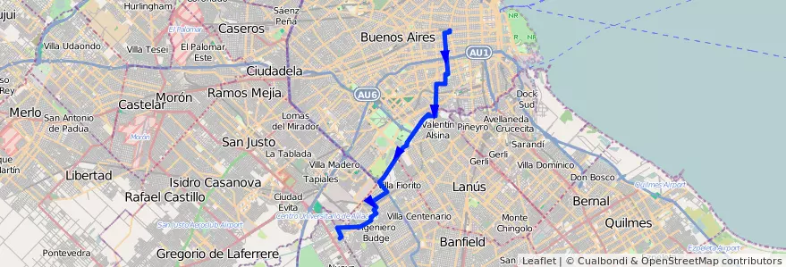 Mapa del recorrido S3 Once-B. 9 de Abril de la línea 32 en Argentinië.