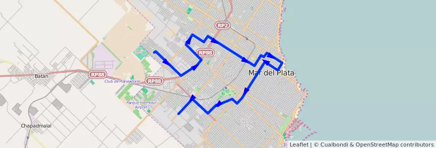 Mapa del recorrido Unico de la línea 572 en مار ديل بلاتا.