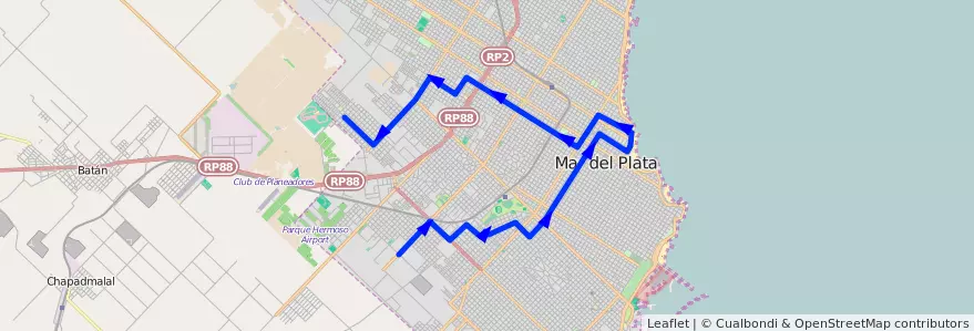 Mapa del recorrido Unico de la línea 573 en مار ديل بلاتا.