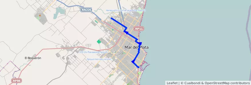 Mapa del recorrido Unico de la línea 533 en مار ديل بلاتا.