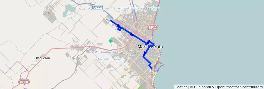 Mapa del recorrido Unico de la línea 562 en مار ديل بلاتا.