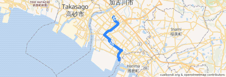 Mapa del recorrido 3：別府ルート（加古川→別府） de la línea  en 加古川市.