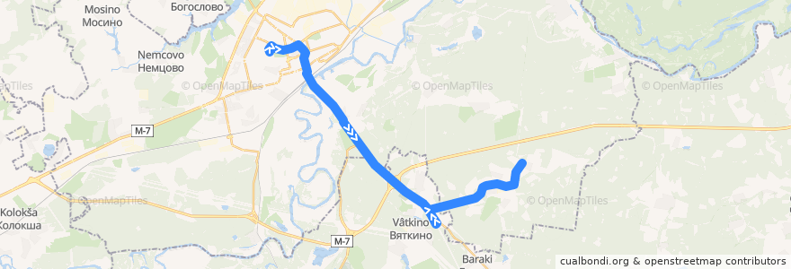 Mapa del recorrido Автобус №55с: ДТЮ => Злобино de la línea  en Oblast de Vladimir.