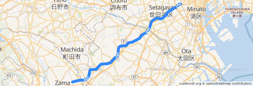 Mapa del recorrido 東京地下鉄の直通運転 - 田園都市線 de la línea  en Japonya.