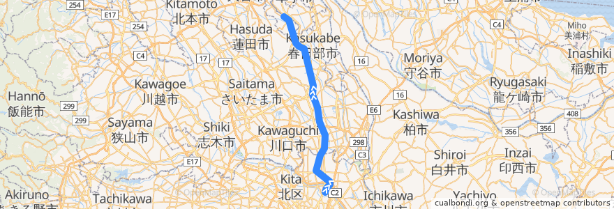 Mapa del recorrido 東京地下鉄の直通運転 - スカイツリーライン de la línea  en Japan.