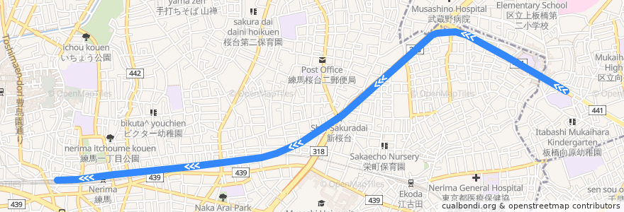 Mapa del recorrido 西武有楽町線 de la línea  en Nerima.