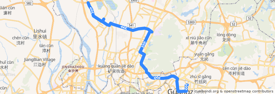 Mapa del recorrido 841路[广州火车东站总站-石井(滘心村)总站] de la línea  en 广州市.