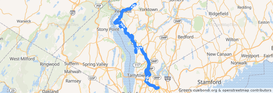 Mapa del recorrido Bus 14: Cortlandt Town Center (Walmart) => EJ CONROY DR @ MAIN ST de la línea  en Westchester County.