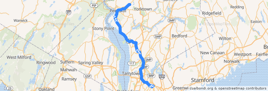 Mapa del recorrido Bus 17: N BROADWAY @ MAIN ST => Cortlandt Town Center (Walmart) de la línea  en Westchester County.