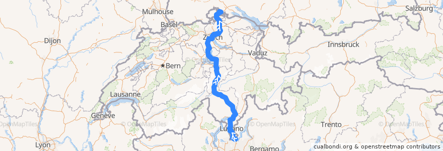 Mapa del recorrido Flixbus N177: Genua, Fanti d'Italia/Principe => Düsseldorf ZOB de la línea  en سويسرا.