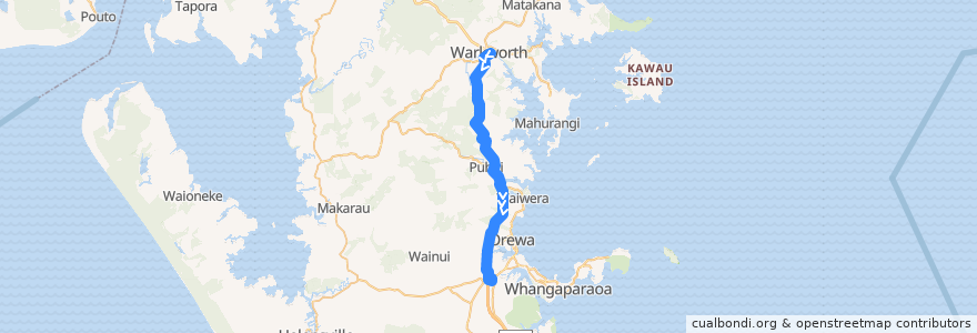 Mapa del recorrido Warkworth To Hibiscus Coast Station de la línea  en Rodney.