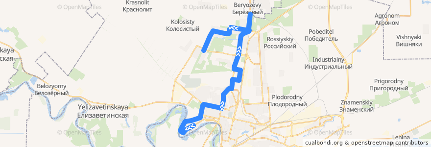 Mapa del recorrido Автобус №38: Юбилейный микрорайон => ул. Средняя de la línea  en городской округ Краснодар.