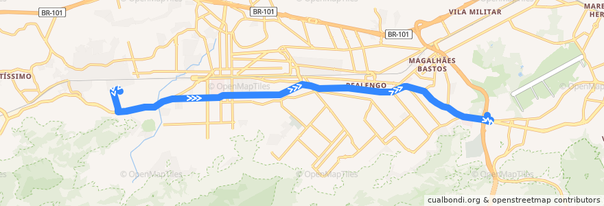 Mapa del recorrido Ônibus SP 803 - Senador Camará → Terminal Sulacap de la línea  en Рио-де-Жанейро.