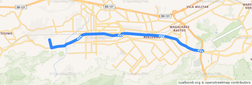 Mapa del recorrido Ônibus SP 803 - Terminal Sulacap → Senador Camará de la línea  en 里约热内卢.