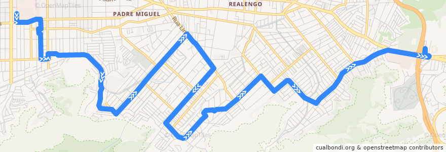 Mapa del recorrido Ônibus SP 801 - Bangu → Terminal Sulacap de la línea  en ريو دي جانيرو.