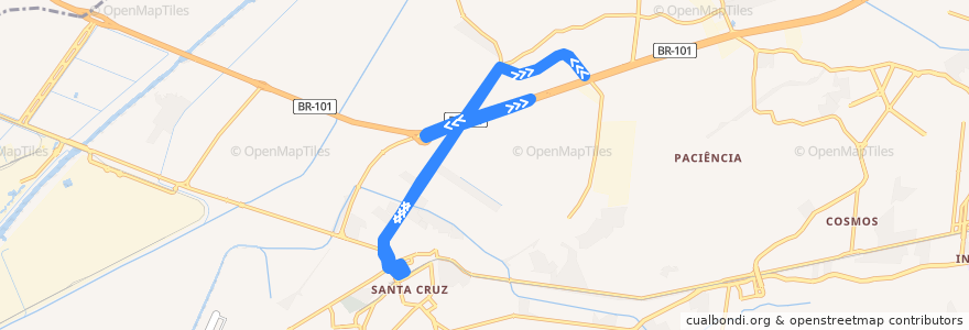 Mapa del recorrido Ônibus 809 - Sagrado Coração → Santa Cruz de la línea  en ريو دي جانيرو.