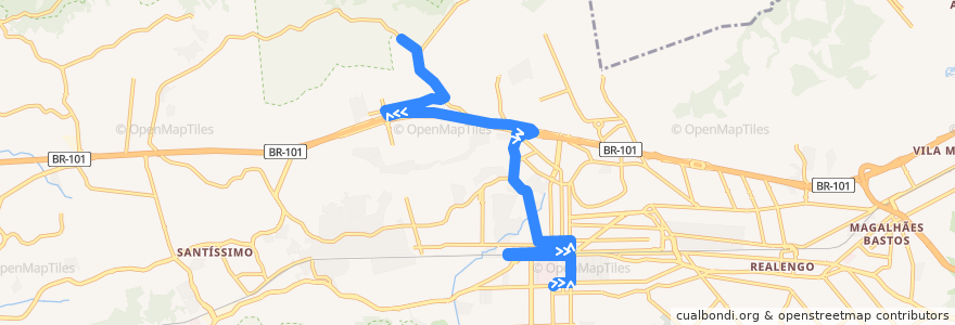 Mapa del recorrido Ônibus 811 - Bangu → Presídio de la línea  en ریودو ژانیرو.