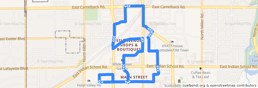 Mapa del recorrido bus OLDT de la línea  en Scottsdale.