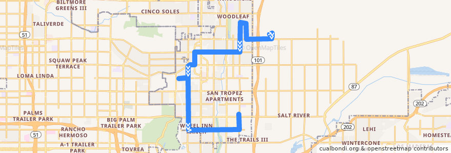 Mapa del recorrido bus 68CM SB de la línea  en Scottsdale.