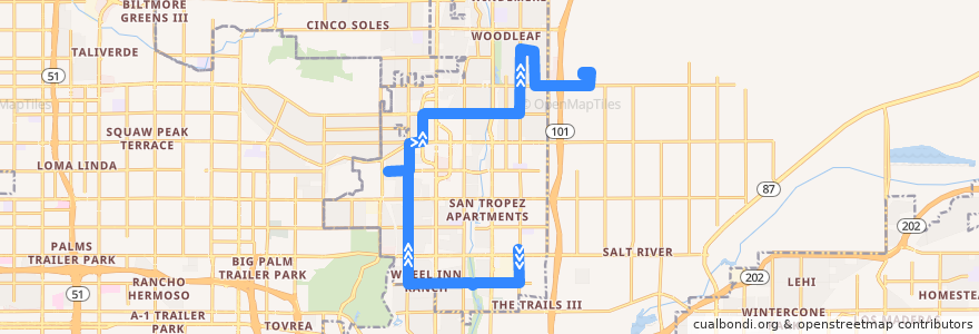 Mapa del recorrido bus 68CM NB de la línea  en Scottsdale.