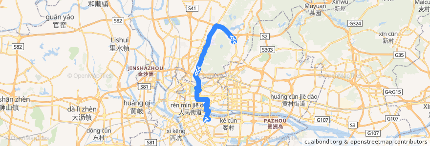 Mapa del recorrido 864路(白云山制药厂总站-海联路总站) de la línea  en غوانزو.