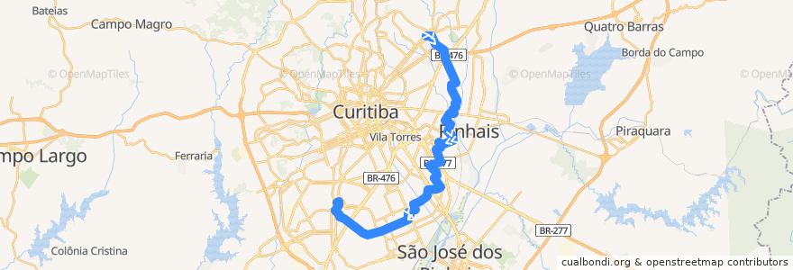 Mapa del recorrido Interbairros III de la línea  en Curitiba.