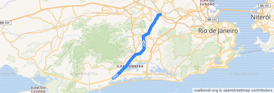 Mapa del recorrido BRT 41 - Recreio → Madureira de la línea  en ريو دي جانيرو.