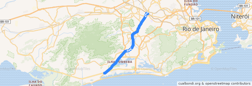 Mapa del recorrido BRT 41 - Madureira → Recreio de la línea  en Рио-де-Жанейро.