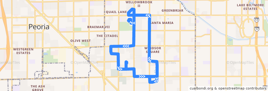 Mapa del recorrido bus GUS3 CC de la línea  en Maricopa County.