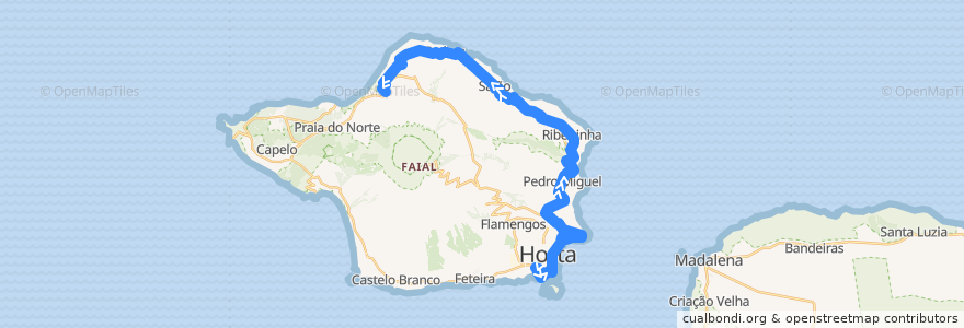 Mapa del recorrido Bus Horta => Ribeira Funda (Norte): Hospital da Horta => Ribeira Funda de la línea  en Horta.