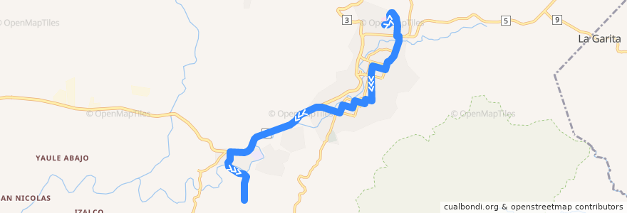 Mapa del recorrido Ruta 3: Hospital Regional -> Solingalpa de la línea  en Matagalpa.