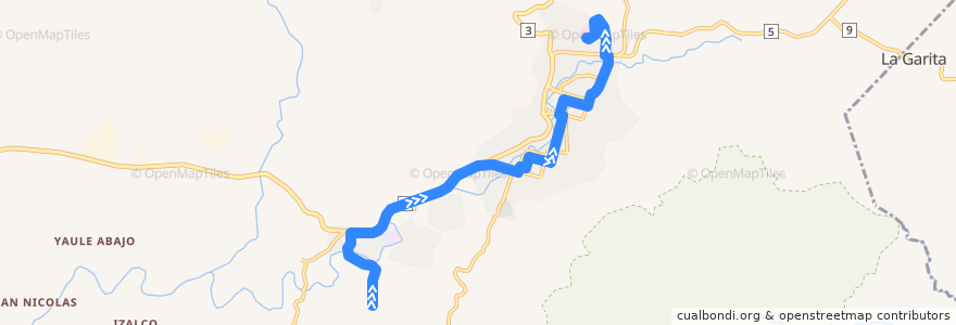 Mapa del recorrido Ruta 3: Solingalpa -> Hospital Regional de la línea  en Matagalpa.