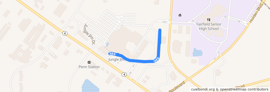 Mapa del recorrido Jungle Jim’s Monorail de la línea  en Fairfield.