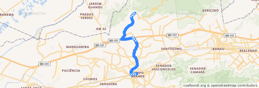 Mapa del recorrido Ônibus 830 - Pedregoso → Campo Grande de la línea  en Río de Janeiro.