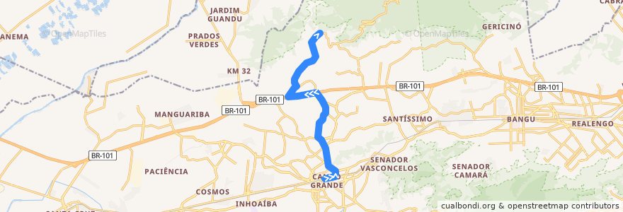 Mapa del recorrido Ônibus 830 - Campo Grande → Pedregoso de la línea  en Río de Janeiro.