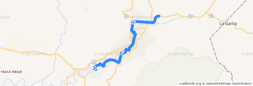 Mapa del recorrido Ruta 1: Sor María -> Las Marías de la línea  en Matagalpa.