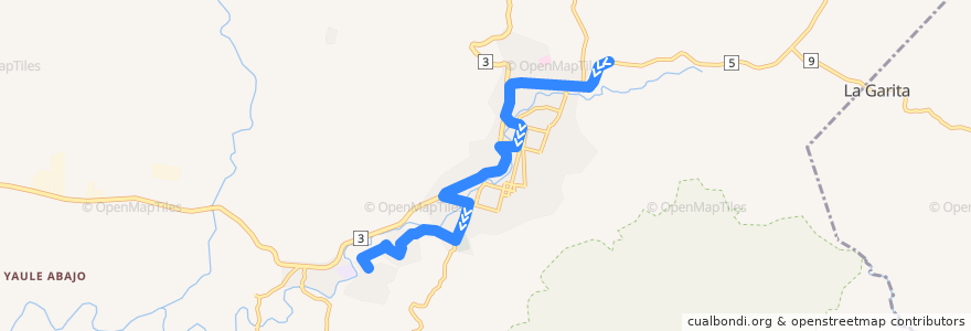 Mapa del recorrido Ruta 1: Las Marías -> Sor María de la línea  en Matagalpa.