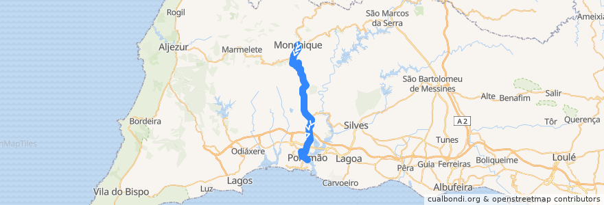 Mapa del recorrido Bus 94: Monchique => Portimão de la línea  en Faro.