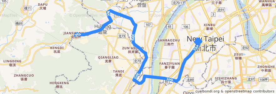 Mapa del recorrido 新北市 藍37 迴龍-捷運板橋站 (往程) de la línea  en 新北市.