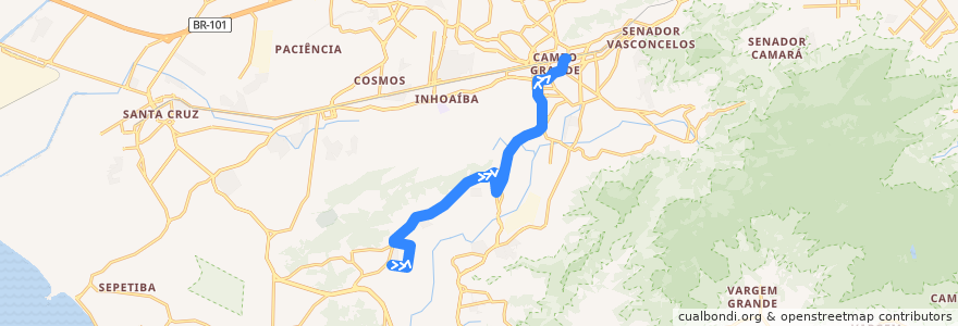 Mapa del recorrido Ônibus 838 - Jardim Maravilha → Campo Grande de la línea  en Rio de Janeiro.