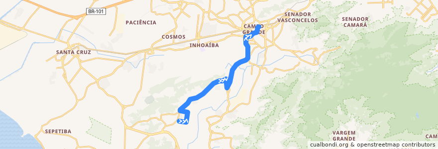 Mapa del recorrido Ônibus 838 - Jardim Maravilha → Campo Grande de la línea  en リオデジャネイロ.