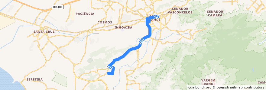 Mapa del recorrido Ônibus 838 - Campo Grande → Jardim Maravilha de la línea  en Río de Janeiro.