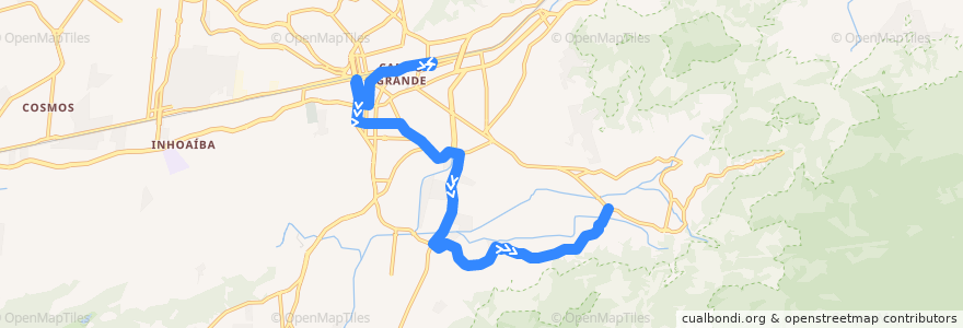 Mapa del recorrido Ônibus 836 - Campo Grande → Caboclos de la línea  en Río de Janeiro.