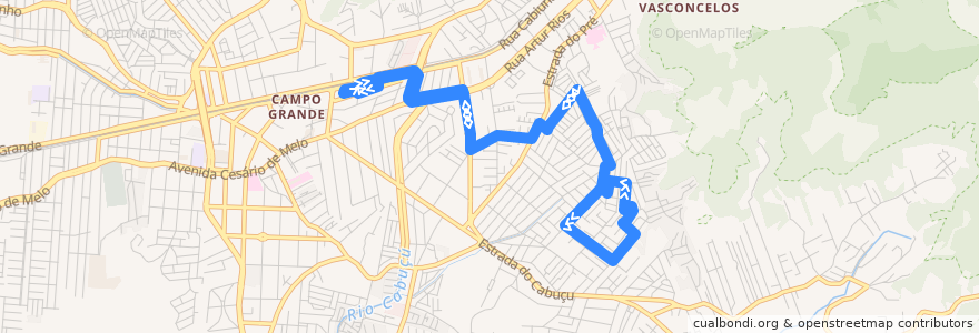 Mapa del recorrido Ônibus 848 - Campo Grande → Bairro Monte Santo de la línea  en ریودو ژانیرو.