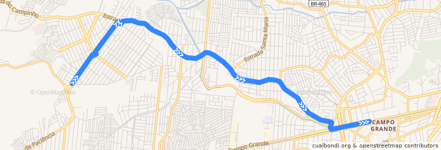 Mapa del recorrido Ônibus 869 - Santa Margarida → Campo Grande de la línea  en Rio de Janeiro.