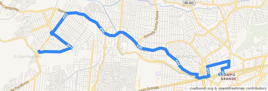 Mapa del recorrido Ônibus 869 - Campo Grande → Santa Margarida de la línea  en Rio de Janeiro.