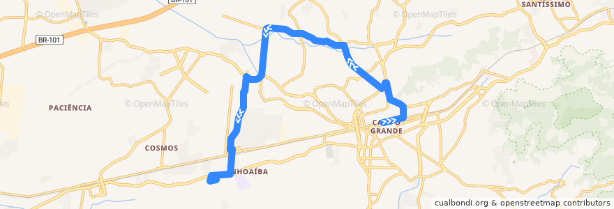 Mapa del recorrido Ônibus 841 - Campo Grande → Vilar Carioca de la línea  en Rio de Janeiro.