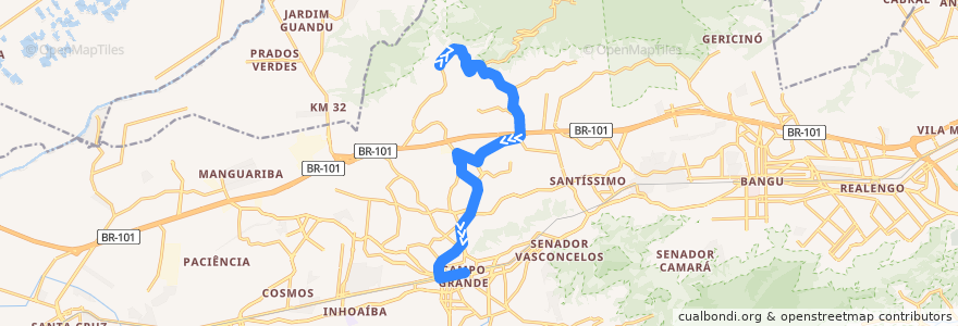 Mapa del recorrido Ônibus 895 - Serrinha → Campo Grande de la línea  en ريو دي جانيرو.