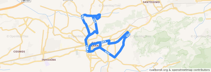 Mapa del recorrido Ônibus 851 - Campo Grande → Escola Amazonas de la línea  en Río de Janeiro.